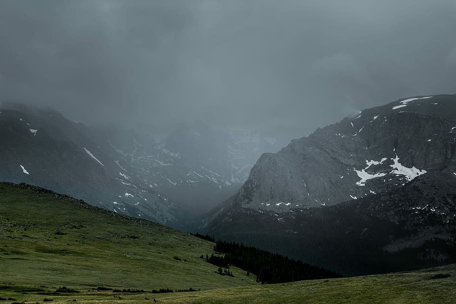 panoramic photography of foggy mountain during golden hour, nature HD wallpaper