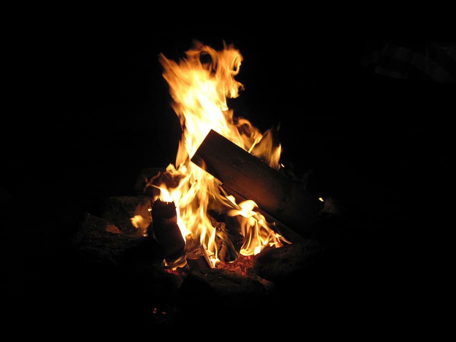 fire, campfire, burn, flame, flames, night, burning, heat - temperature HD wallpaper