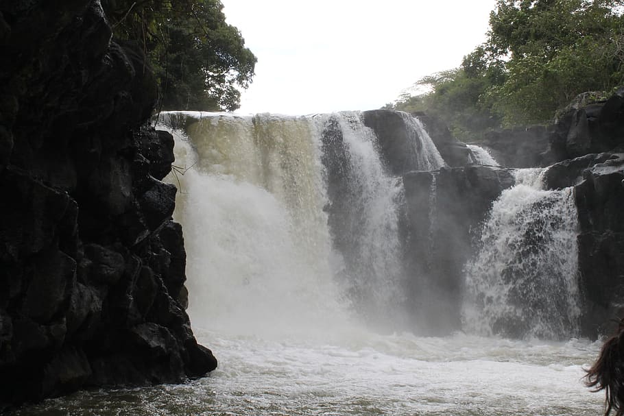 Waterfall, River, Mauritius, nature, scenics, landscape, falling HD wallpaper