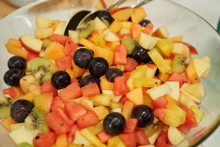 fruit salad, dessert, grapes, melon, pineapple, kiwi, eat, food HD wallpaper