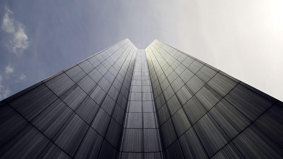 bottom view of building, skyscraper, vertical, architecture HD wallpaper