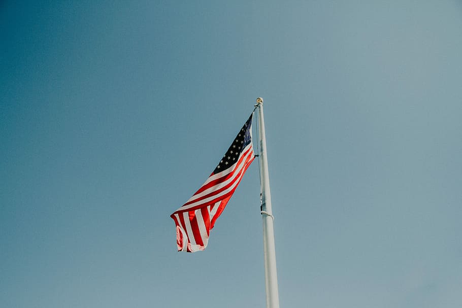 U.S. flag pole during daytime, U.S.A. flag on white flagpole HD wallpaper