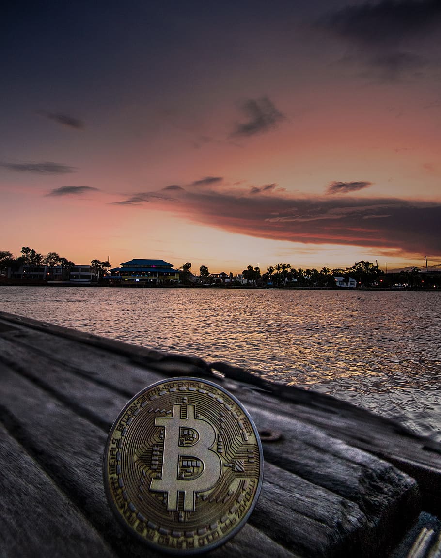 cryptocurrency, concept, sunset, bitcoin, blockchain, money, HD wallpaper