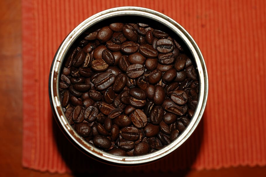Beans, Coffee Bean, Roasted, black, macro, dark, can, pattern HD wallpaper