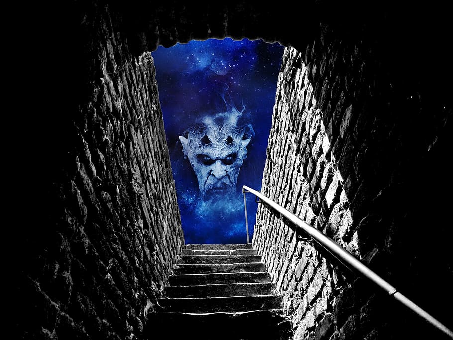 monster ilustration, stairs, stone stairway, gradually, emergence, HD wallpaper