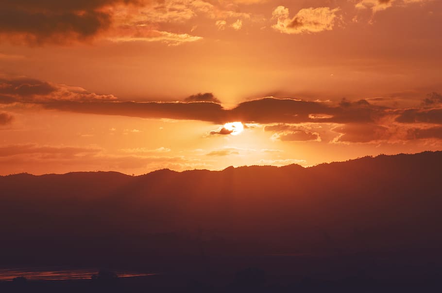 Sunset, Orange, Evening, Color, bright, sky, sunlight, landscape HD wallpaper