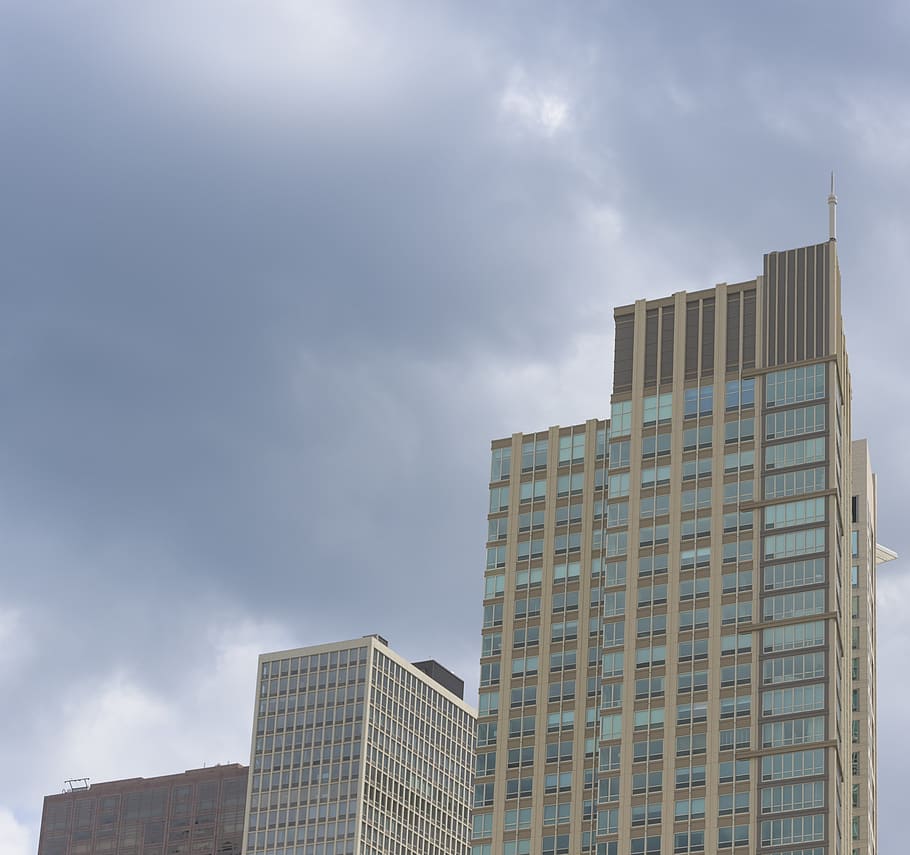 cloudy, sky, clouds, building, skyscraper, chicago, downtown HD wallpaper