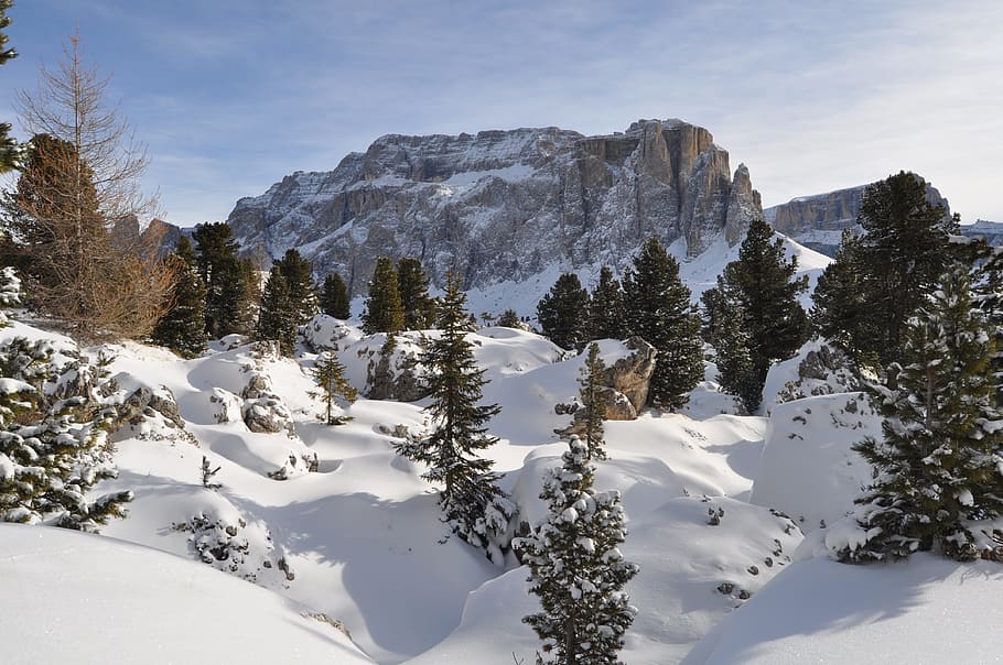 mountain covered with snow, schee, mountains, winter, alpine HD wallpaper