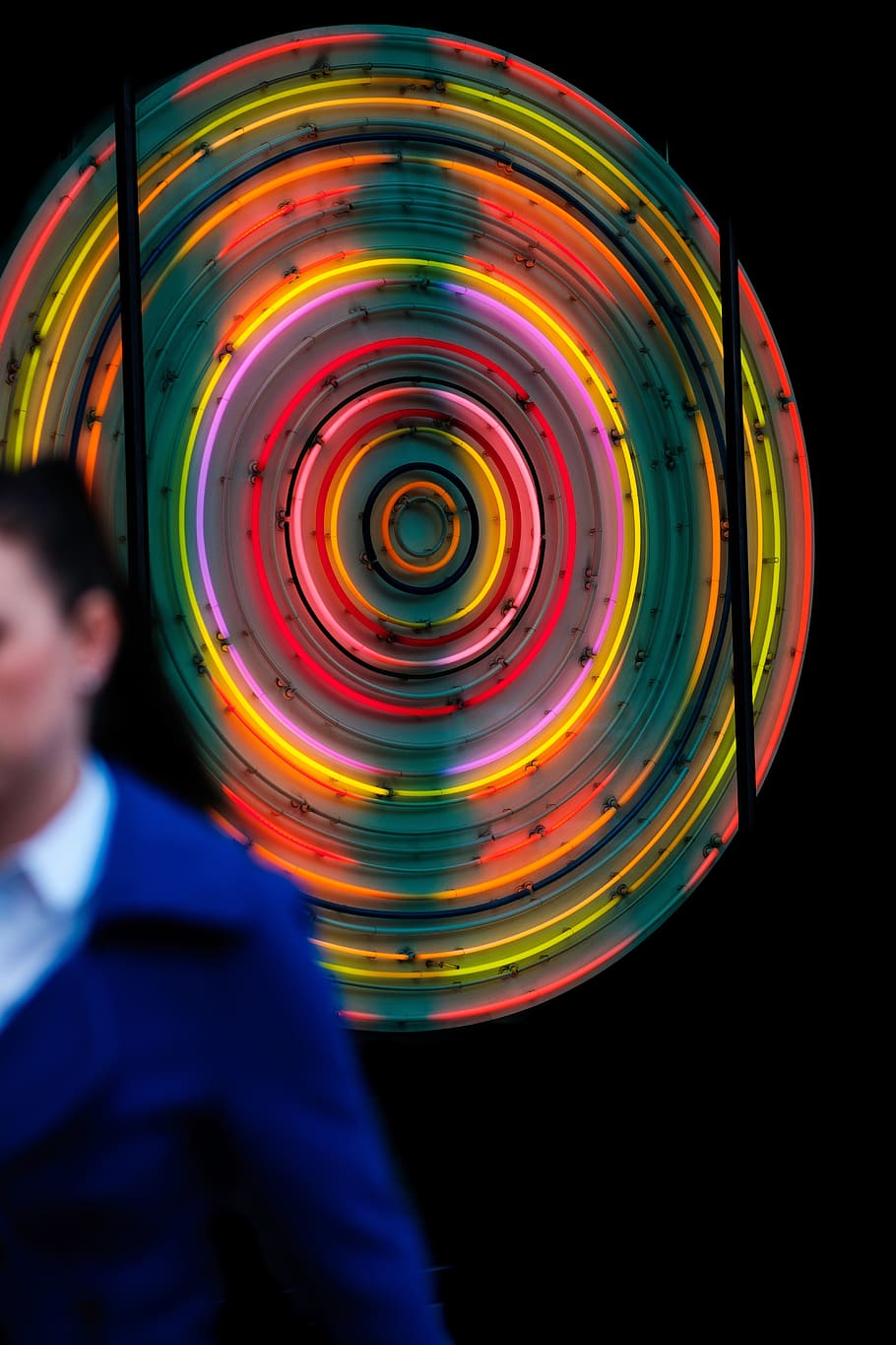 circle, round, colorful, light, blur, multi colored, one person HD wallpaper