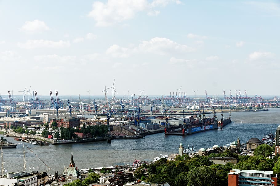 hamburg, port, dock elbe17, shipyard, shipbuilding, dry dock, HD wallpaper