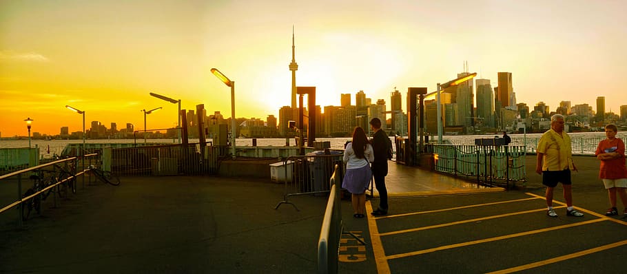 panoramic photography of Toronto, Ontario, Canada during golden hour, HD wallpaper
