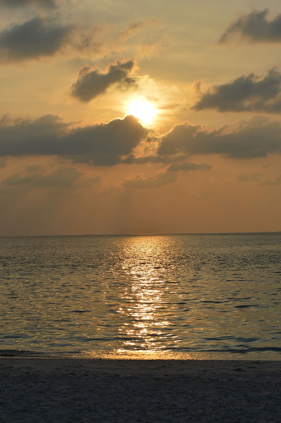 Sea, Sunset, Beach, Evening Sun, water, scenics, horizon over water HD wallpaper