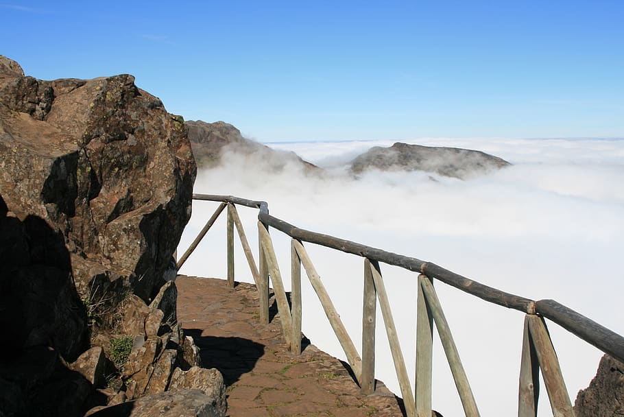 mountains, clouds, high, the path, summer, rock, sky, beauty in nature HD wallpaper