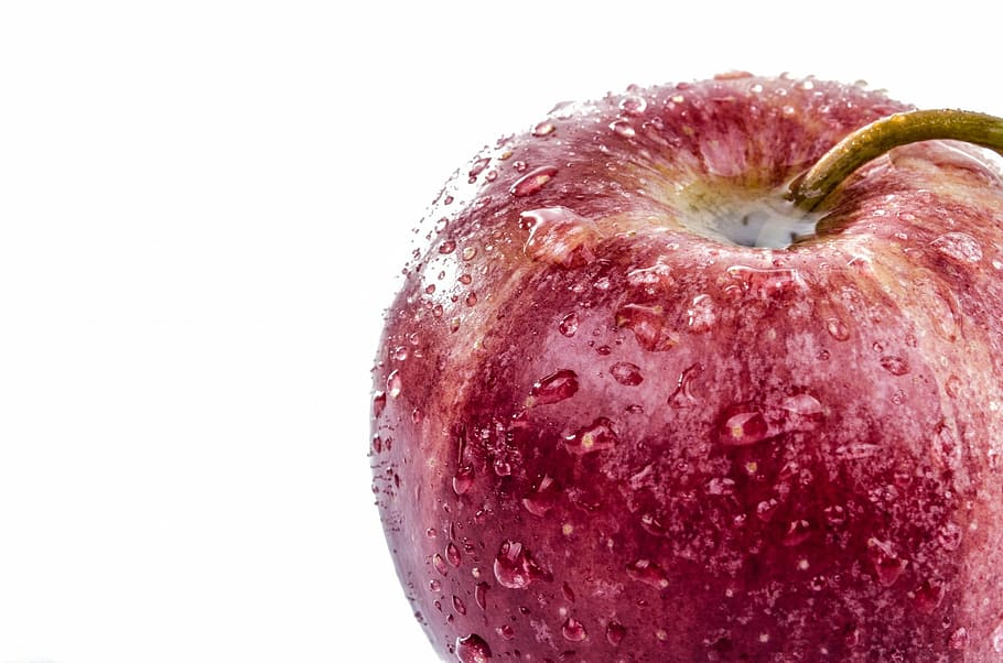 closeup photo of Red Apple Fruit, white, background, one, isolated HD wallpaper