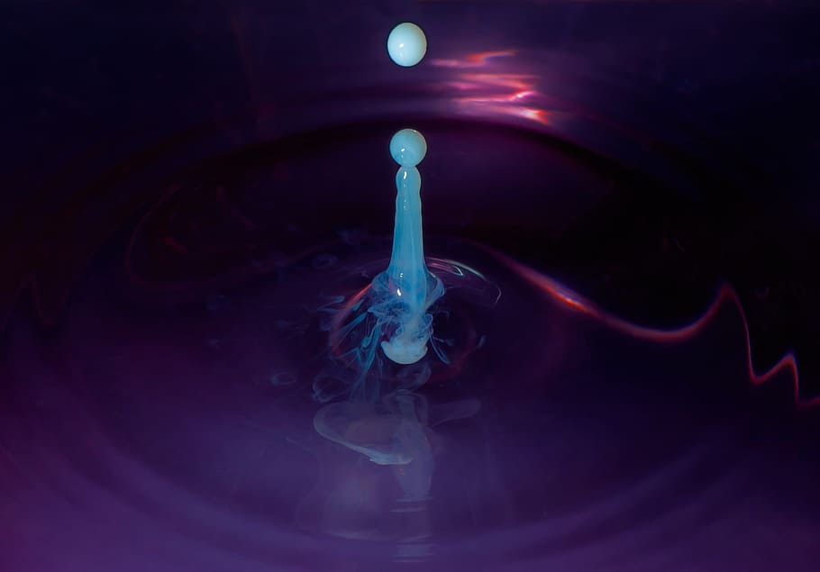 Drop, Galaxy, Milk, blue, abstract, liquid, backgrounds, no people HD wallpaper