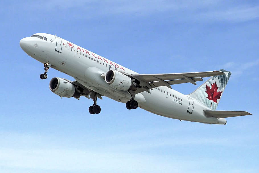Air Canada airliner in flight, airplanes, airport, travel, business