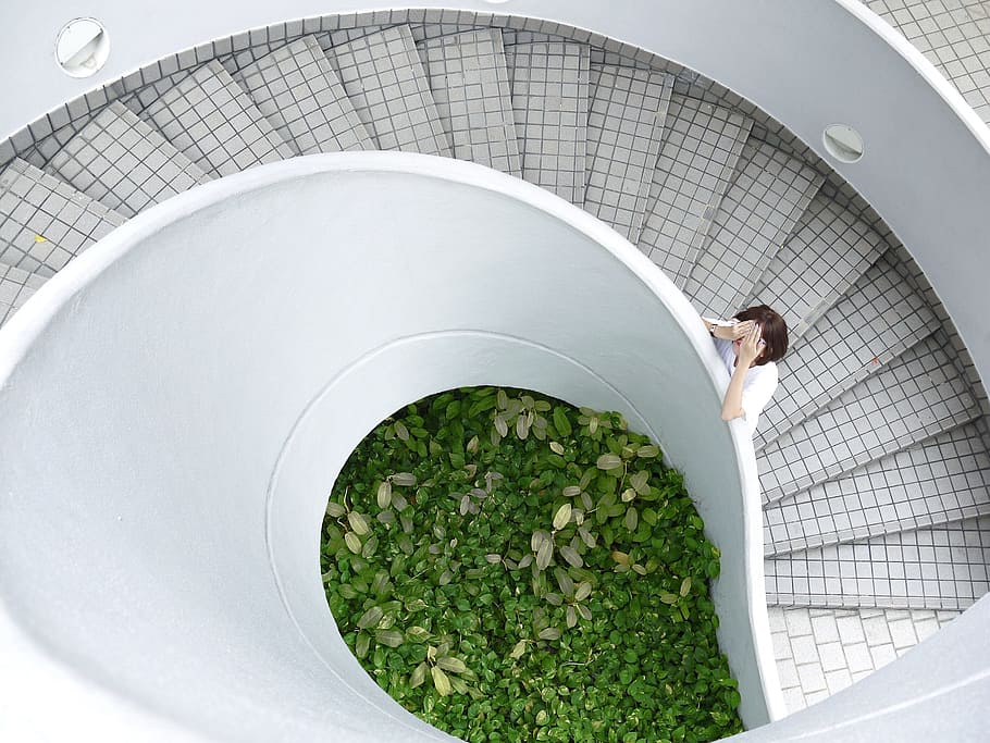 architecture, building, infrastructure, spiral, staircase, stairs HD wallpaper