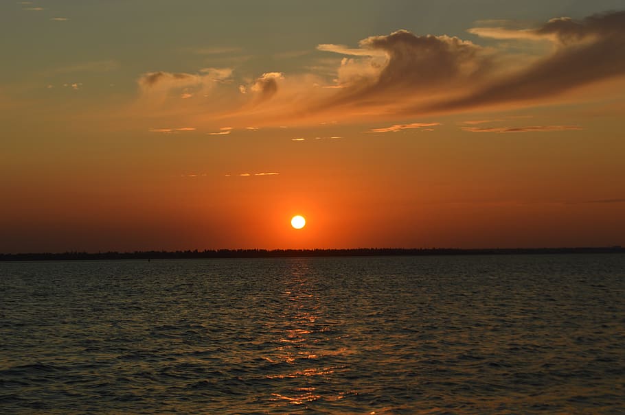 evening sky, sunset sky, water, beauty in nature, sea, scenics - nature HD wallpaper