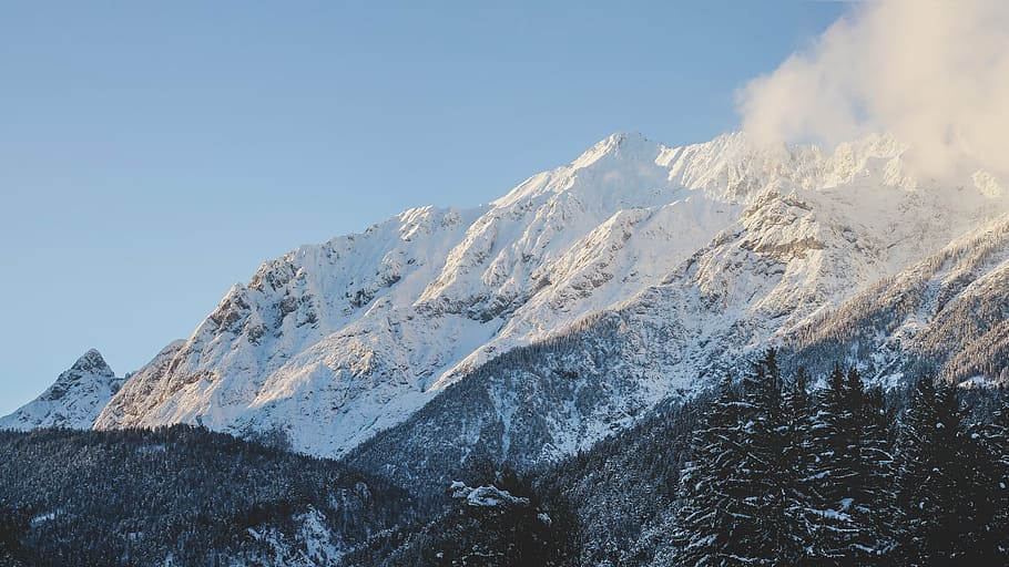 snow-covered mountain under clear blue sky during daytime, glacier HD wallpaper