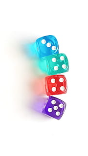 good luck, dice, points, light, color, shadows, colors, white background HD wallpaper