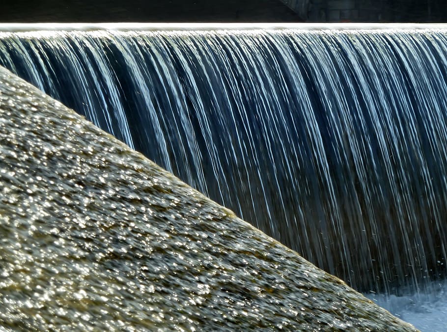 waterfall during daytime, river, motion, industry, flowing water HD wallpaper