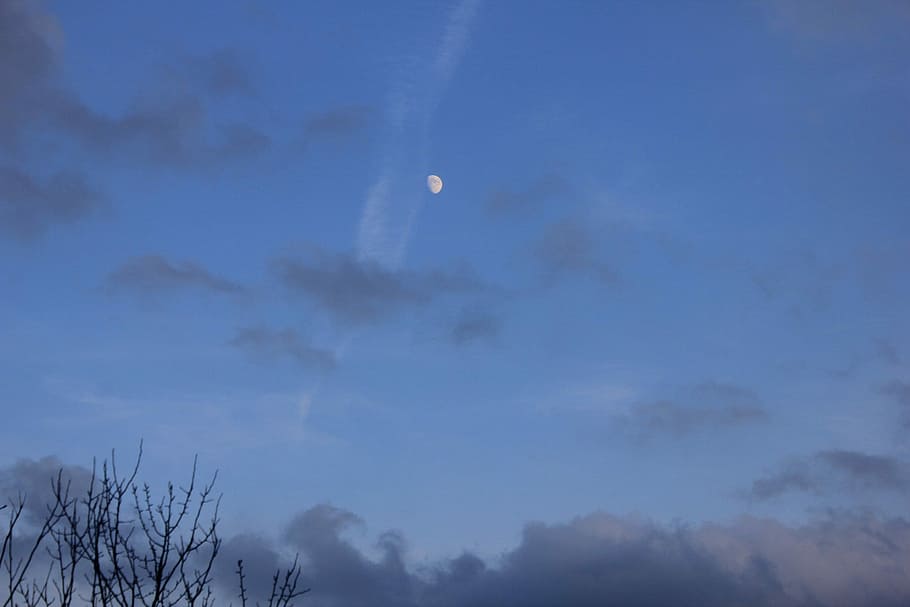 Moon, Clouds, Night, Moonlight, sky, evening, dusk, nature HD wallpaper