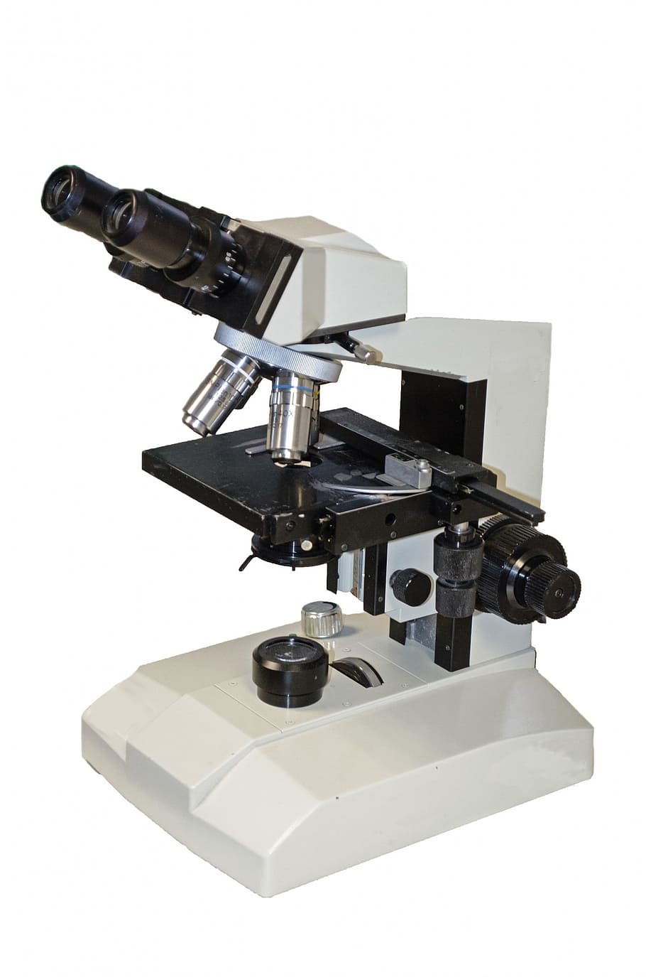 black and white microscope, chemistry, isolated, microscopy, expensive