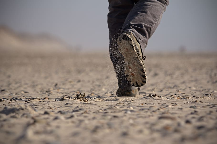 person running during daytime, step, path, shoes, sole, direction HD wallpaper
