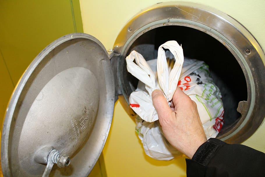 refuse disposal chutes, garbage, waste, one person, human body part HD wallpaper