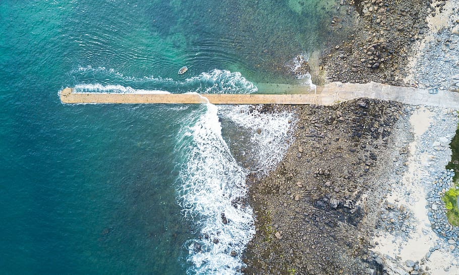 aerial photo of body of water, sea, ocean, waves, nature, coast HD wallpaper