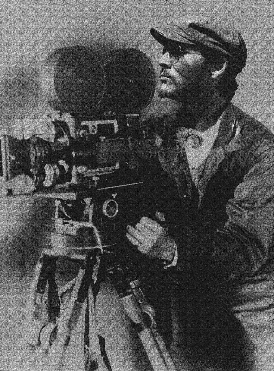 film maker grayscale photography, director, burke roberts, camera HD wallpaper