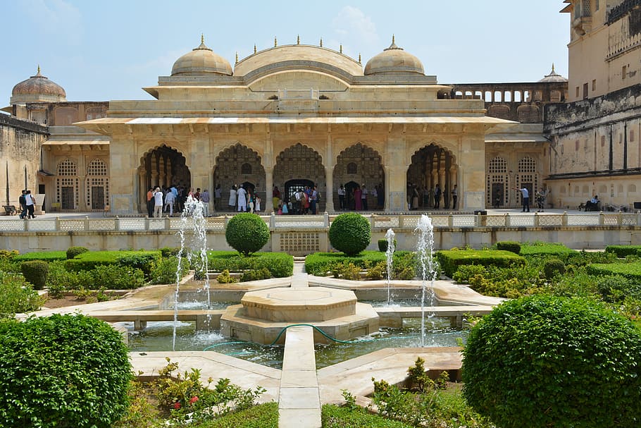 beige concrete building, Amer Fort, Rajasthan, India, travel, HD wallpaper