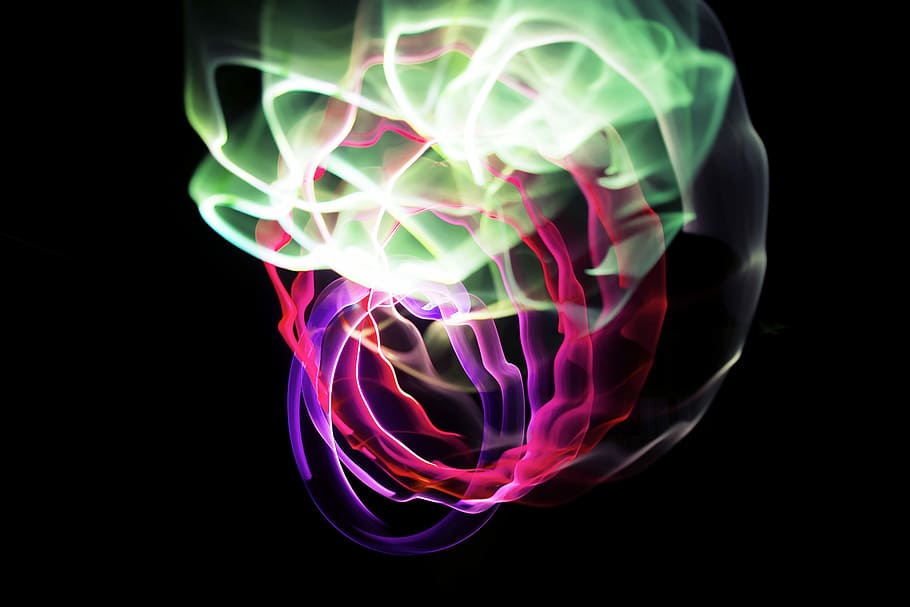 green, red, and purple optical illustration, green, red, and purple abstract art HD wallpaper