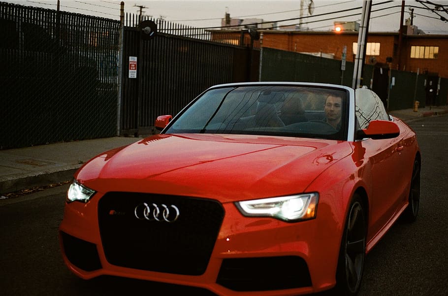 audi, cabriolet, convertible, car, red, sports, automobile HD wallpaper