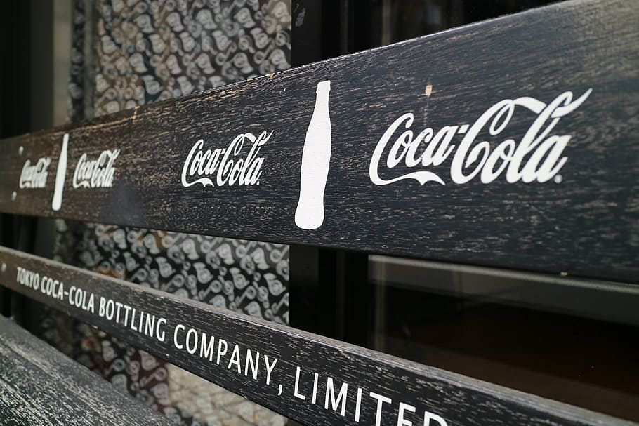cola, bench, chair, cool, sign, text, communication, western script HD wallpaper