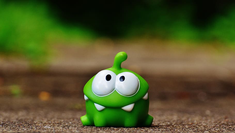 cut the rope, figure, funny, cute, mobile game, app, green color, HD wallpaper