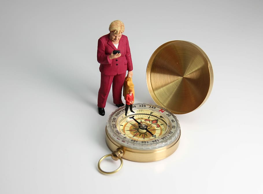 compass, direction, miniature figures, policy, merkel, large, HD wallpaper