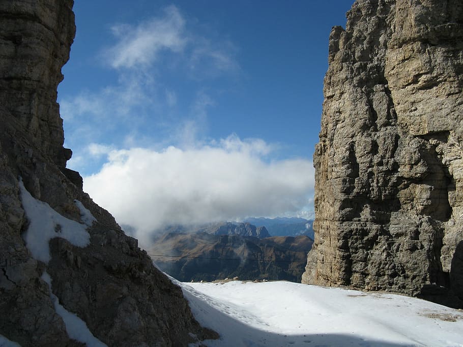 mountains, snow, summit, dolomites, outlook, winter, cold temperature HD wallpaper