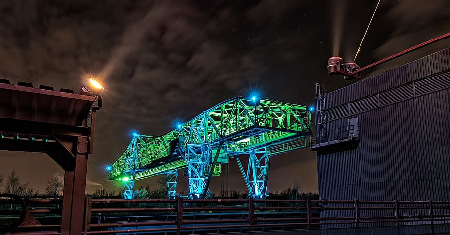 light, illuminated, darkness, industry, night, architecture HD wallpaper