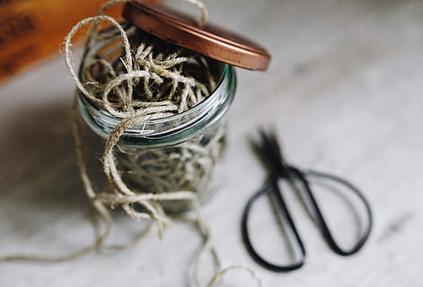 Thread in a jar and a paintbrush, white, yarn, painting, cord HD wallpaper
