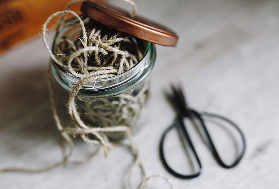 Thread in a jar and a paintbrush, white, yarn, painting, cord HD wallpaper
