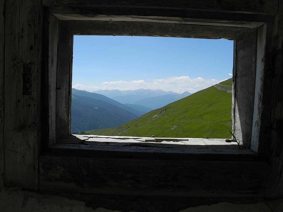 Mountains, Window, Fortress, nature, mountain Range, landscape HD wallpaper