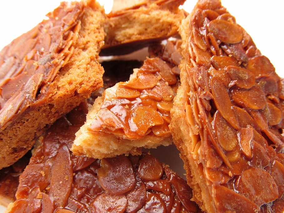 brown pastry, florentines, cake, baked goods, suites, almond, HD wallpaper