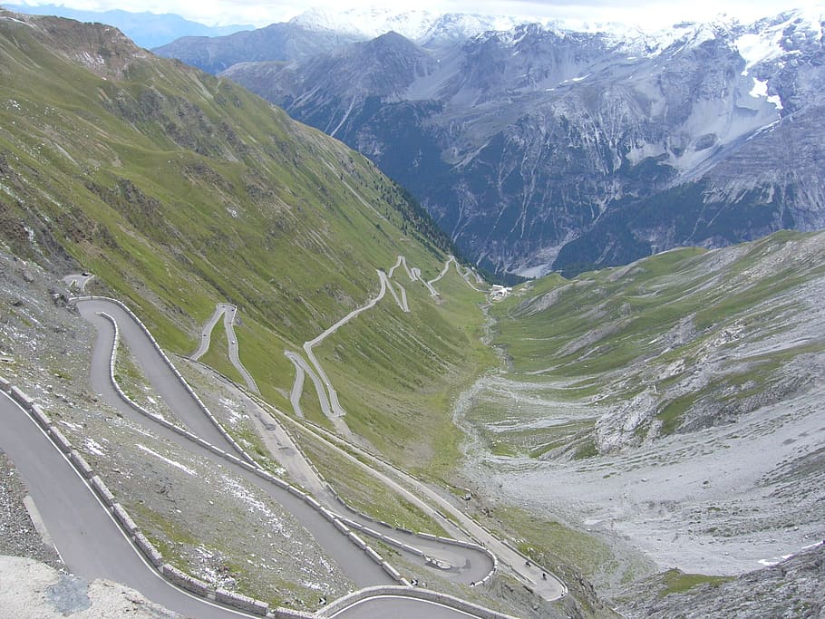 Stelvio, Mountain, Bends, nature, snow, landscape, scenics HD wallpaper