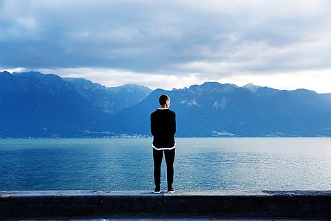 photography of man wearing black shirt and pants, solitude HD wallpaper