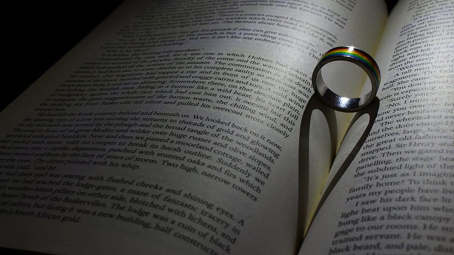 ring, book, heart, shadow, shadow play, book page, symbol, wedding ring HD wallpaper