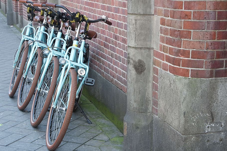 bicycles, wheel, architecture, wall, wall - building feature HD wallpaper