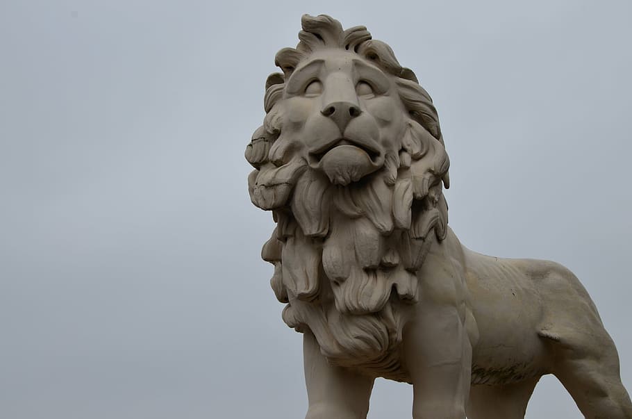 statue, lion, sky, grey, blue, london, england, sculpture, architecture HD wallpaper