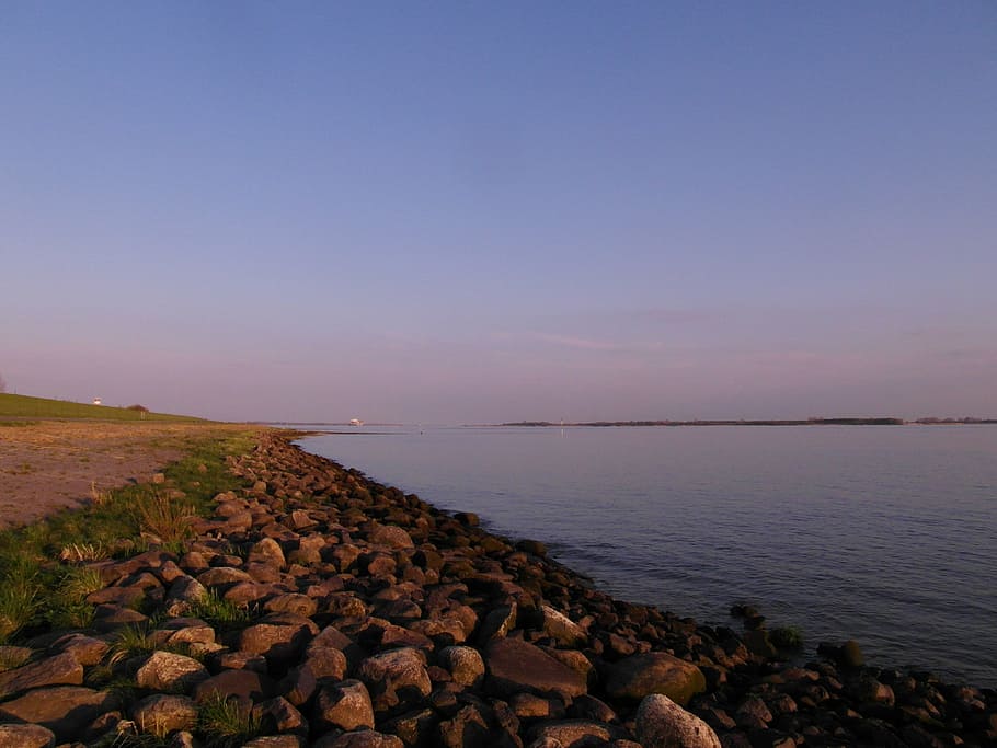 elbe beach, bank, rest, wide, water, sky, beauty in nature HD wallpaper