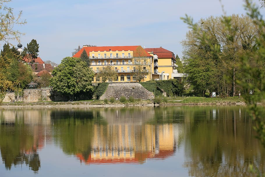 waters, architecture, tree, lake, river, home, building, summer HD wallpaper